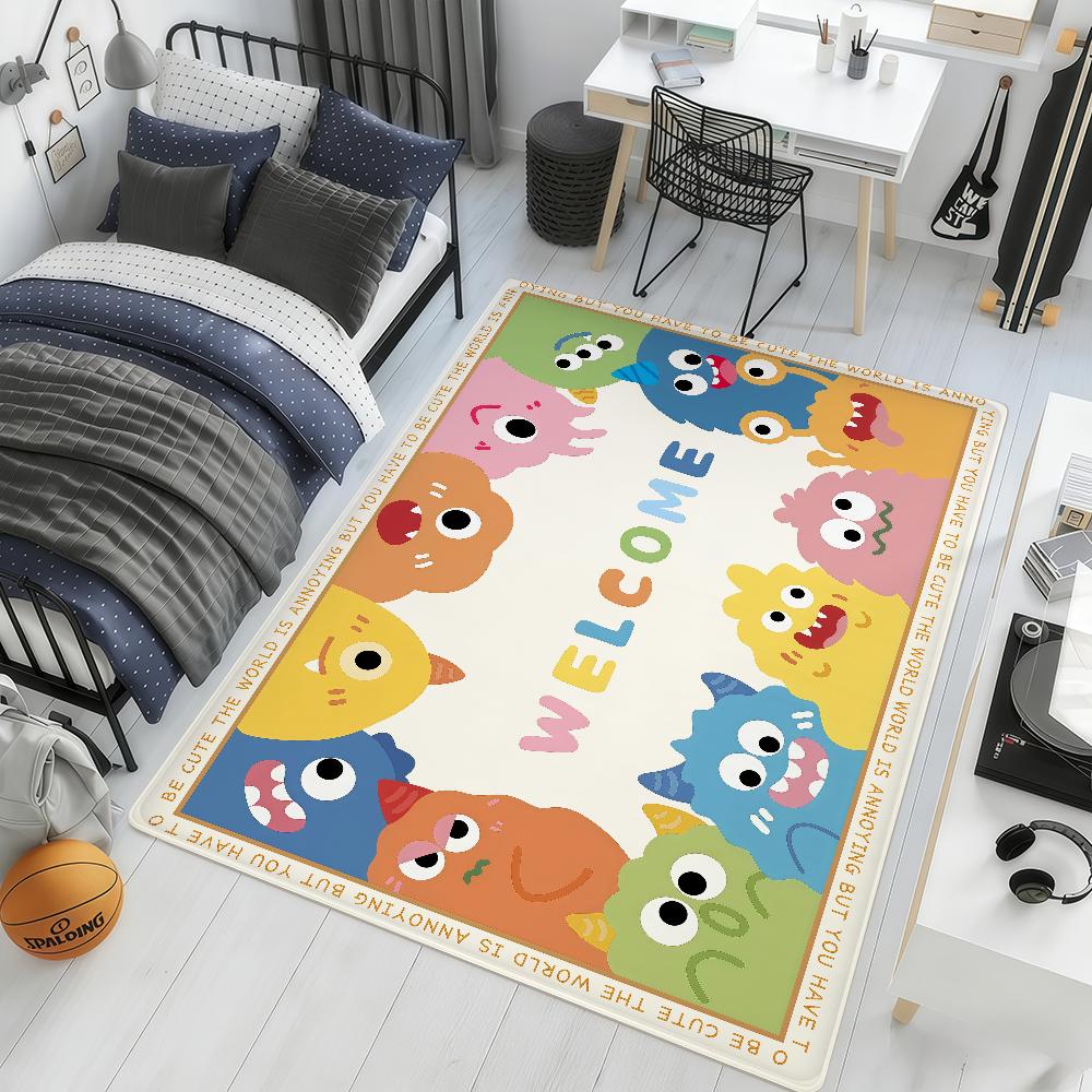 welcome cute cartoon modern doodle Home Bedside Rug Kitchen Bath Floor Mat Hallway Balcony Carpet Entrance Doormat hogar Decor