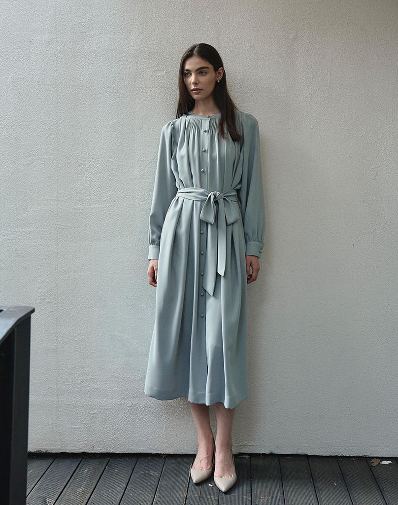 GIEMAR Round Neck Long Dress Green