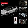 1:24 Model X Model Y Tesla Model 3 Alloy Die Cast Toy Car Model Sound and Light Children's Toy Collectibles Birthday Gift