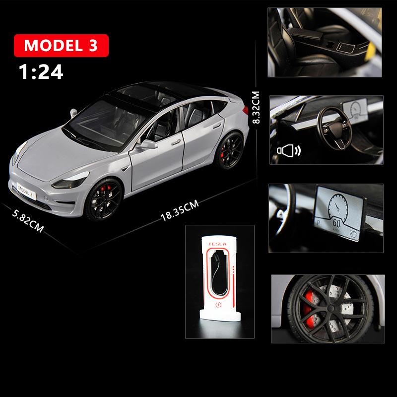 

1:24 Model X Model Y Tesla Model 3 Alloy Die Cast Toy Car Model Sound and Light Children s Toy Collectibles Birthday Gift