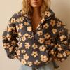 Polarfleece Blumen Pullover Herbst und Winter Mode Pullover Warmer Pullover Kaschmir Pullover Damen