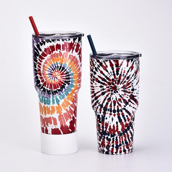 30 Oz Water Bottle Heat Preservation Food Grade Leak-proof Tie-dye Stainless Steel Water Cup Outdoor Accessories