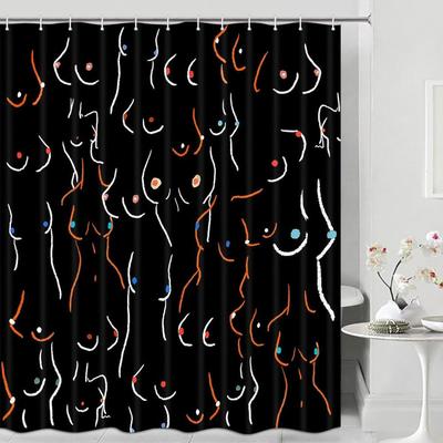 Abstract Female Silhouette Pattern Waterproof Shower Curtain 180x200cm - Artistic Nude Print Bathroom Decor for Home Textiles