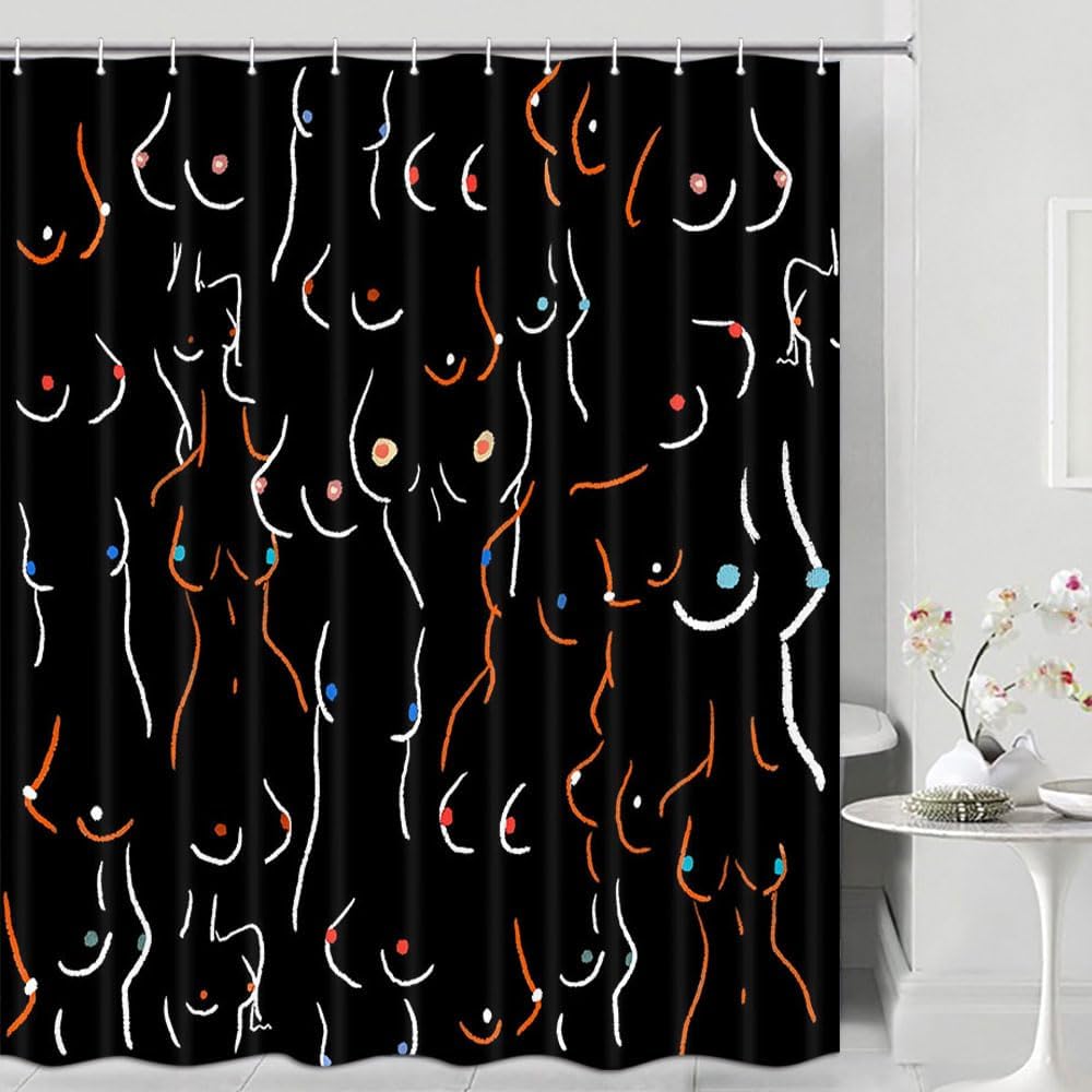 Abstract Female Silhouette Pattern Waterproof Shower Curtain 180x200cm - Artistic Nude Print Bathroom Decor for Home Textiles 90x180cm35x71in