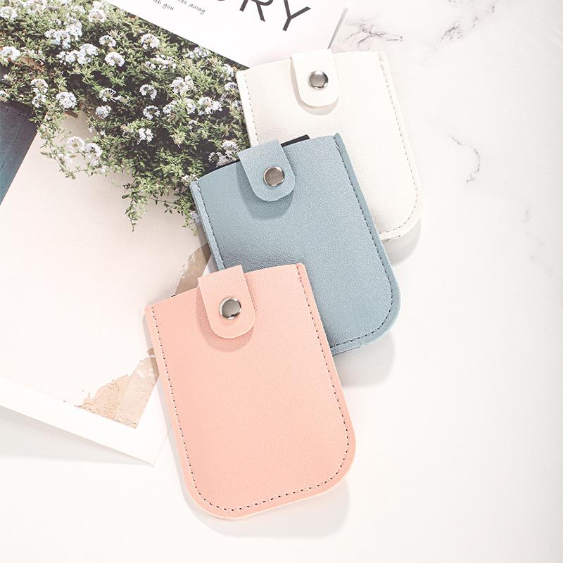 Stacked concealed pull-out card holder for multi-card slots, leather with snap fastening, pull-out card holder for card holder