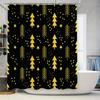 Black Yellow Christmas Trees Shower Curtain with Festive Stars Perfect for Holiday Decorations!