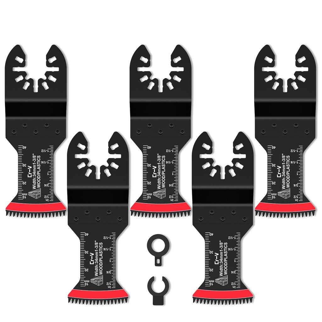 5Pcs Oscillating Saw Blades Set Triple Ground Universal Multitool Blades for Wood Plastic Metal Quick Cutting Oscillating Tool