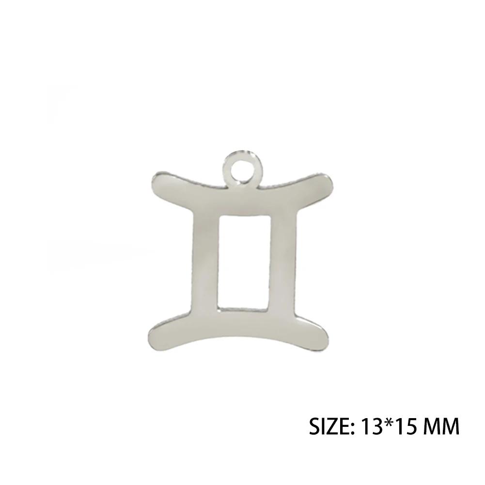 Teamer 12pcs/lot Zodiac Charms Stainless Steel Horoscope Astrological Sign Pendant for Necklace Bracelet Jewelry Making