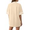 Women Fashion Short Sleeve V Neck Printed Sports Jersey T Shirt Top Casual Loose Fit Lightweight Breathable Fabric