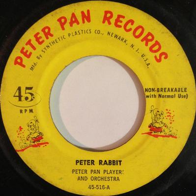 7inch Record PETER PAN PLAYERS & ORCHESTRA - Peter Rabbit 45516 Peter Pan Recor US Children's Used