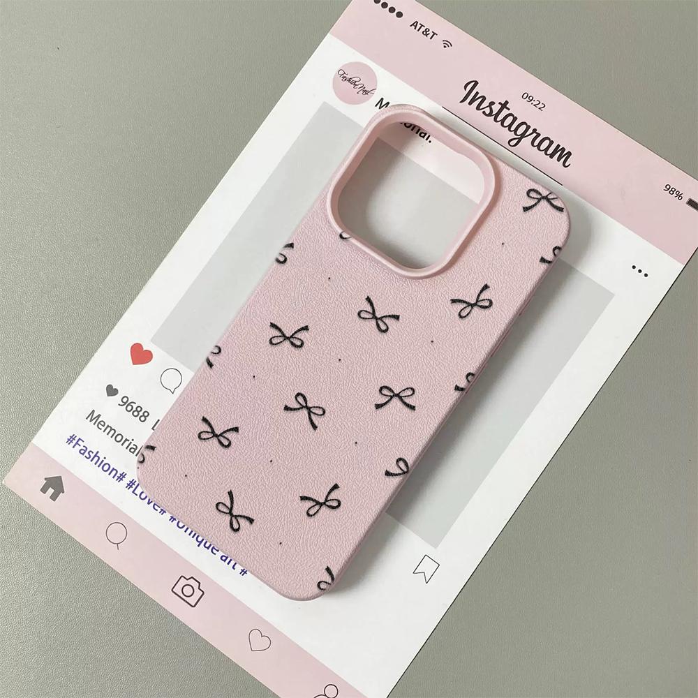 Schwarze Schleifen-Aufdruck Handyhülle Für iPhone 17 16 15 14 Plus 13 12 11 Pro Max 17 Air X XR XS Korea Mädchen Hülle Silikon Weiche Hülle