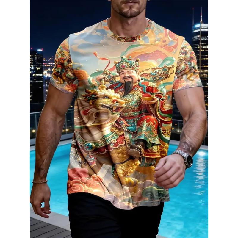 

Men s 3D printed dog leash pattern short-sleeved T-shirt - breathable summer round neck with slight elasticity, S