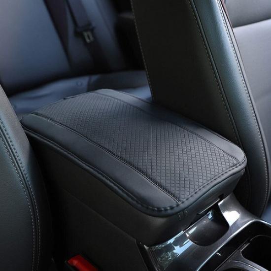 All Black Parts Leather Armrest Cushion Cover Center Console Box Mat Protector
