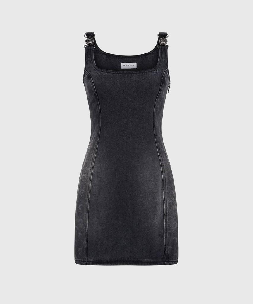 Marine Serre (W) Moon Laser Grey Wash Denim Sleeveless Mini Dress Dark Grey Moon Laser Grey Wash Denim Sleeveless Mini Dress Gr90 Dark G