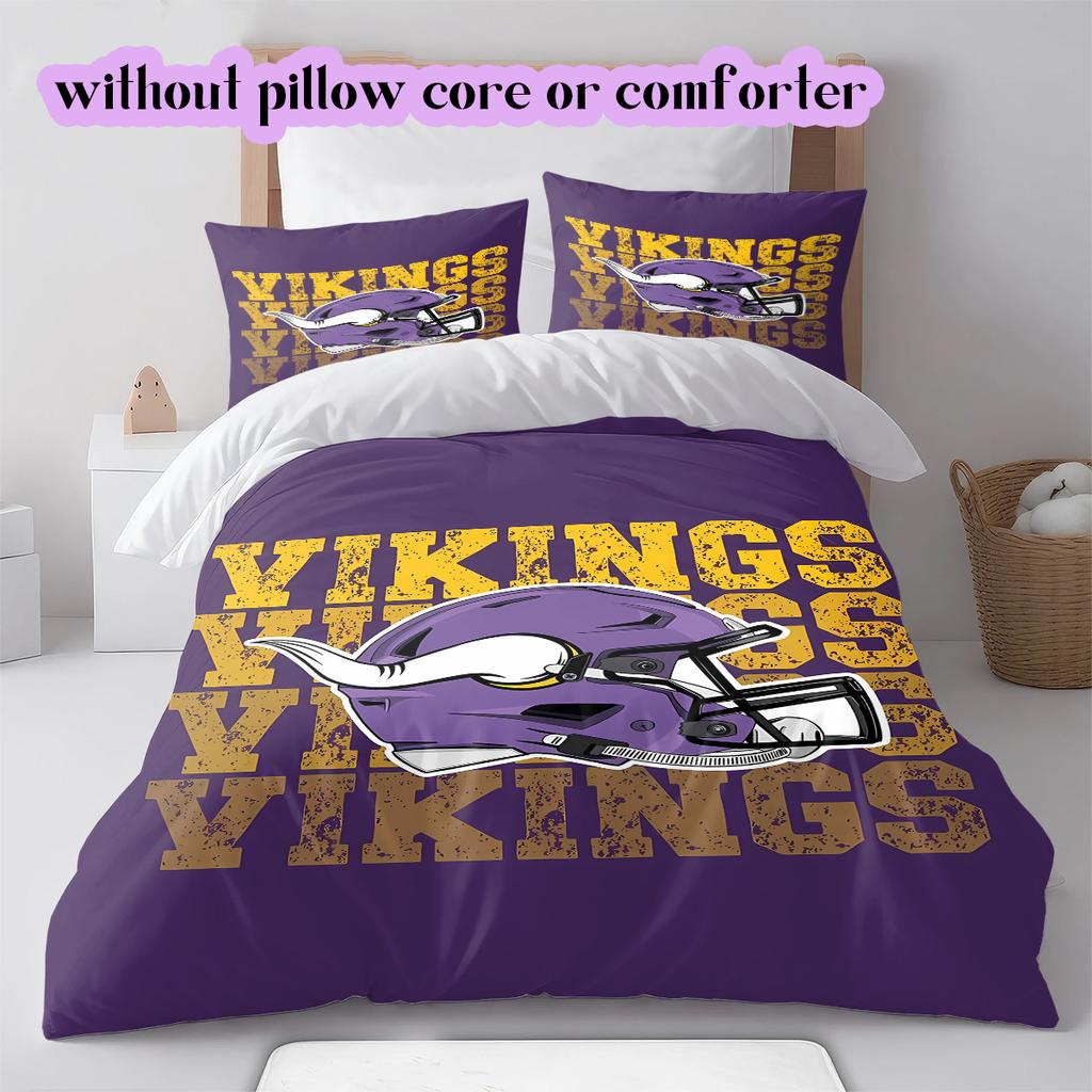 football Logo Pattern Bedding Quilt Set Quilt Cover Pillowcase Home Decoration Birthday Gift (1*duvet cover+ 2*pillowcase, without core)