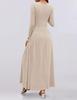 2025 Cross-border Women's Round Neck Pleated Pocket Slim Fit Long Sleeve Knit Dress