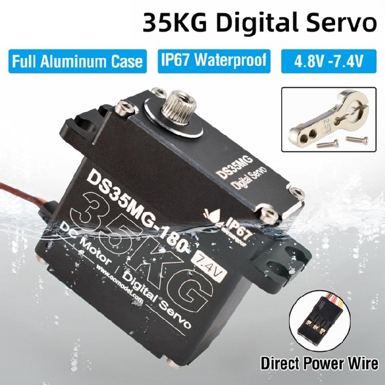 Hard Waterproof Digital Servo 35kg High Twisting Output Full Aluminum Body Steering Servo for Crawlers Truck Upgrades