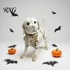 Cute Bone Texture Decor Skull Puppy Resin Figurine, Halloween Retro Skeleton Dog Statue, Creative Holiday Yard Ornaments Gothic Desktop Ornament