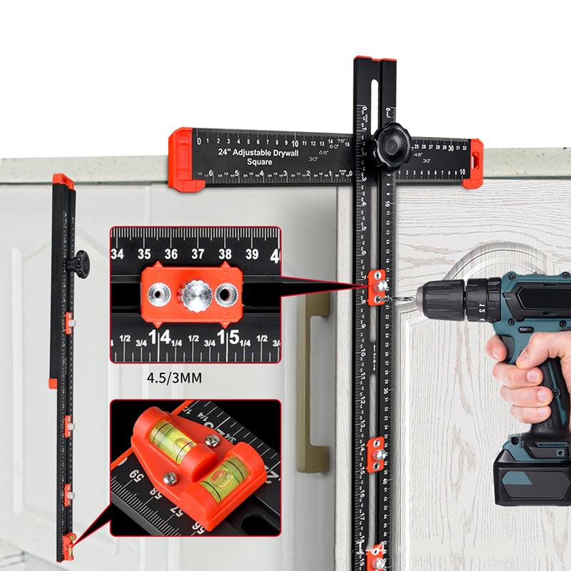 2 In 1 Drilling Positioning Ruler Combination Angle Ruler T-Shaped Ruler Cabinet Hardware Jig Drawer Installation Woodworking