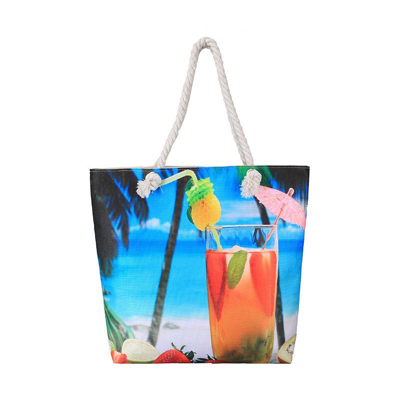 Single Shoulder Bag - Simple and Fashionable Bag - Beach Bag - Linen - Seaside Swimming One Size