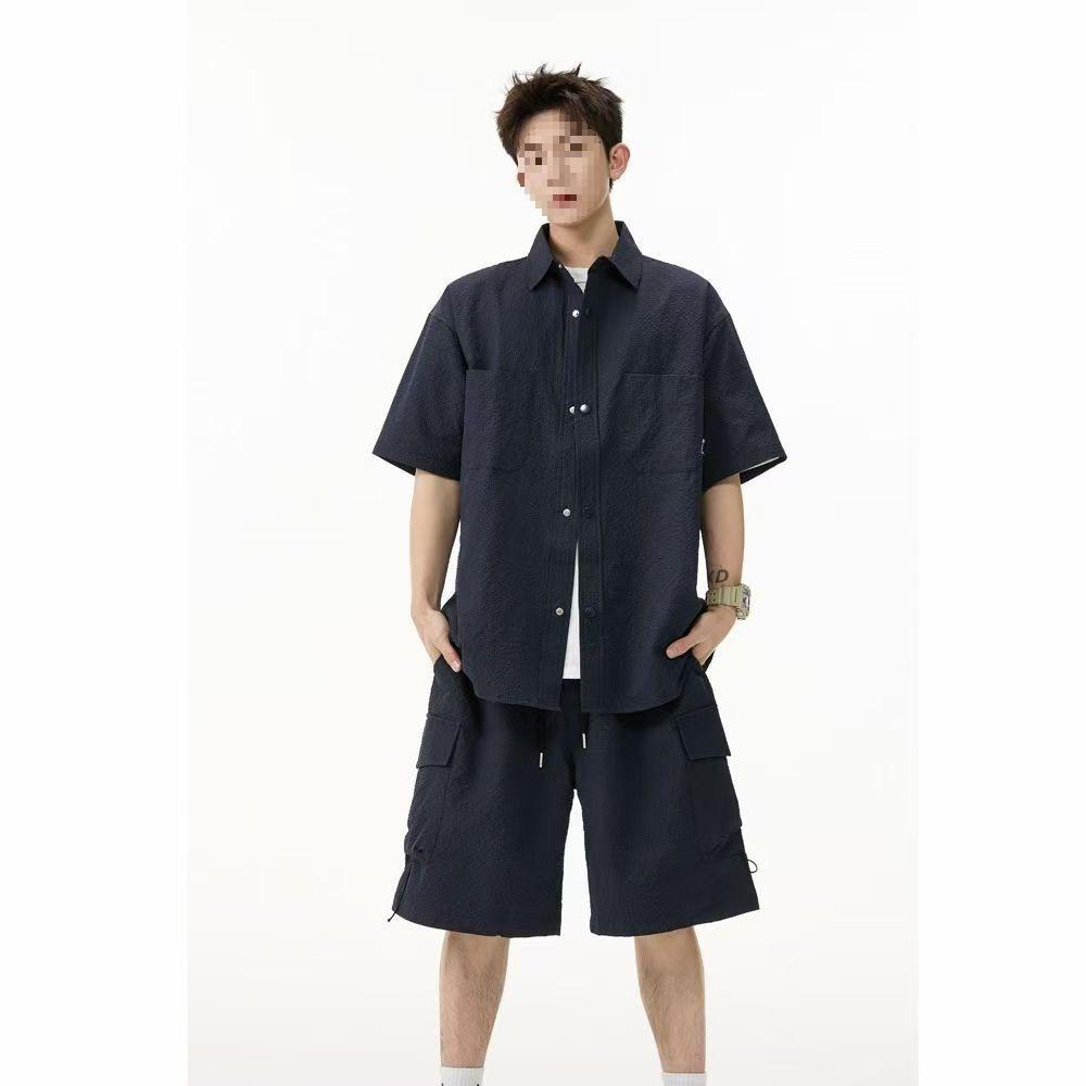 2025 Men's Trendy Summer Set: Cool Short-Sleeve Shirt & Casual Sports Shorts Two-Piece