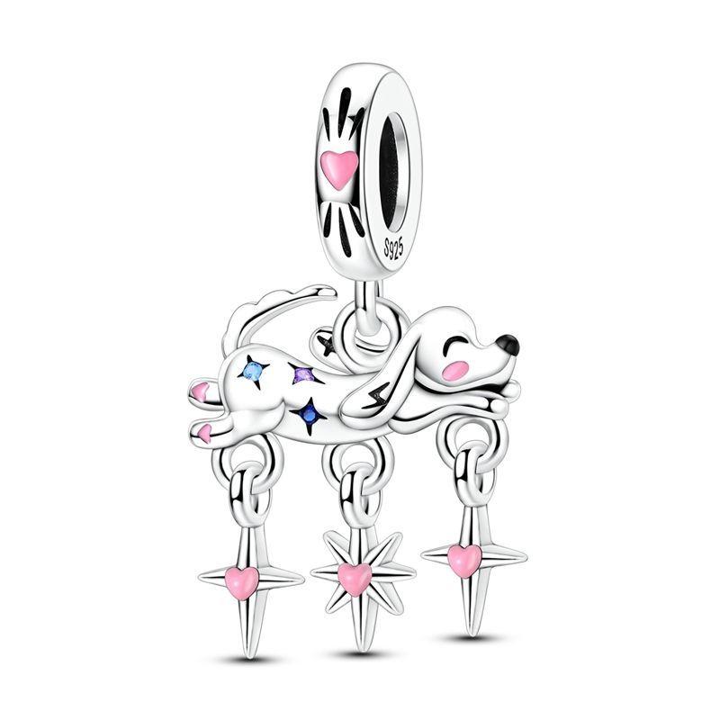 Original Charm 925 Pure Silver Rabbit Snowman Bear Whale Pendant Beads Fit Women's Necklace DIY Bracelet Exquisite Jewelry Gif