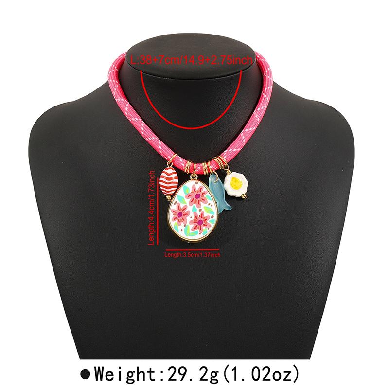 

New Dopamine Flower Charms Necklaces Vintage Pendant Necklaces for Women Female Multilevel Chain Collar Jewelry Gift