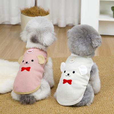 Haustierweste mit Zugring D-Ring Weiches Waffelgewebe Hautfreundliches Material Niedliches Design Kontrastfarbe Hundegeschirr Weste für Kleine Hunde Teddy Bichon