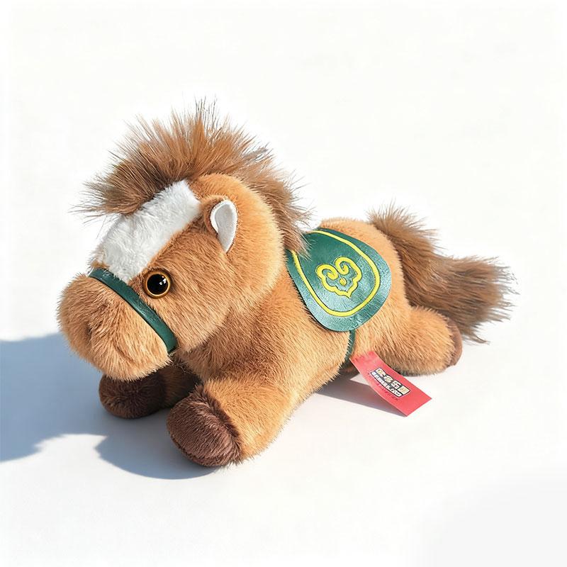 

Saddle Pony Plush Stuffed Plush Play kits Brown Red Horse Cute Animal Lying Down Horse Plushies Doll Hugging Pillow Kids Gifts 18cm