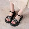 2025 Women's Shoes Wear Beach Shoes Summer Casual Sandals Women's Light Fashion Word with Thick-soled Cool Slippers