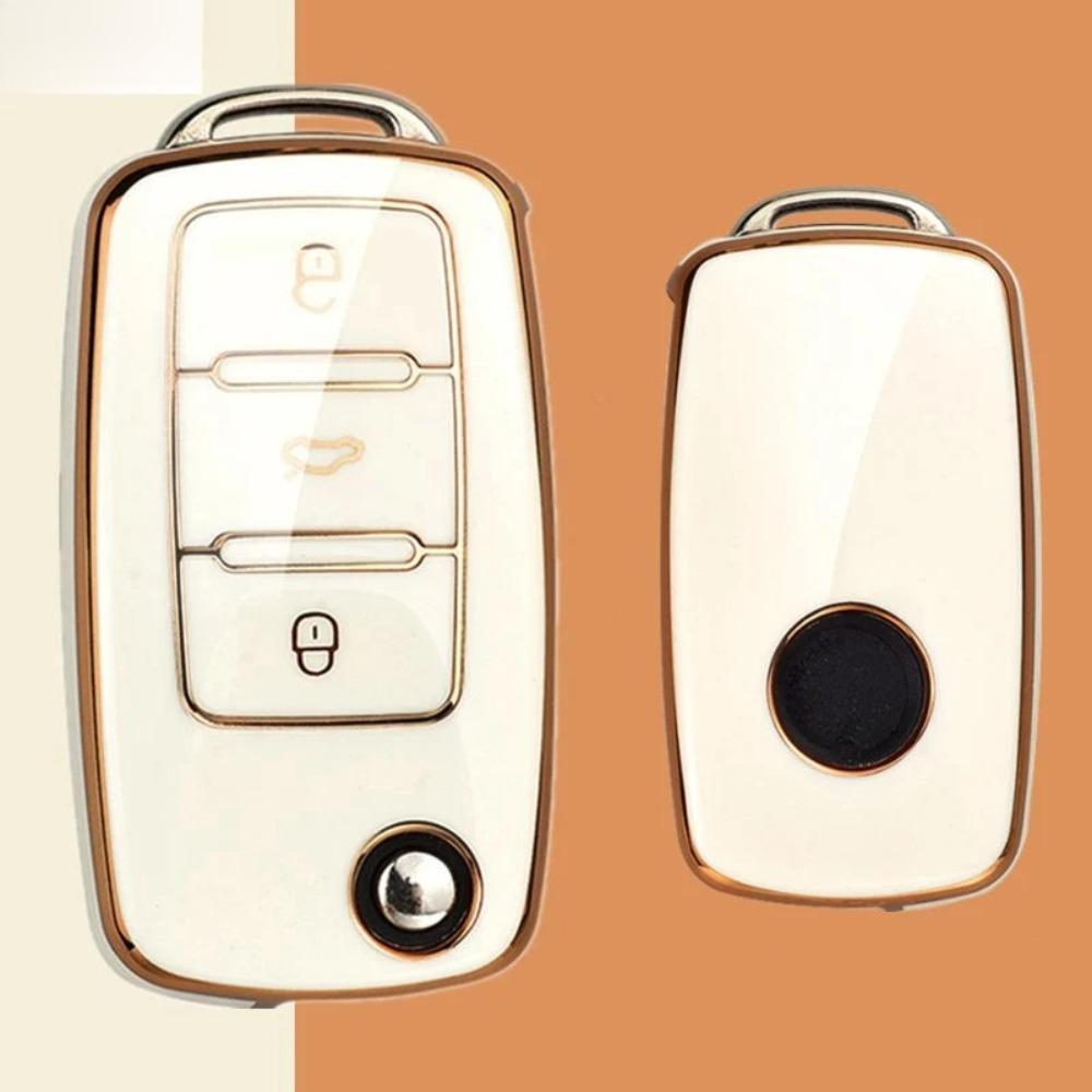 TPU Auto Klappschlüssel Hülle Abdeckung Schale Schlüsselanhänger für Volkswagen VW Polo Golf Passat Tiguan Beetle Caddy Eos Skoda Octavia Seat Leon Altea