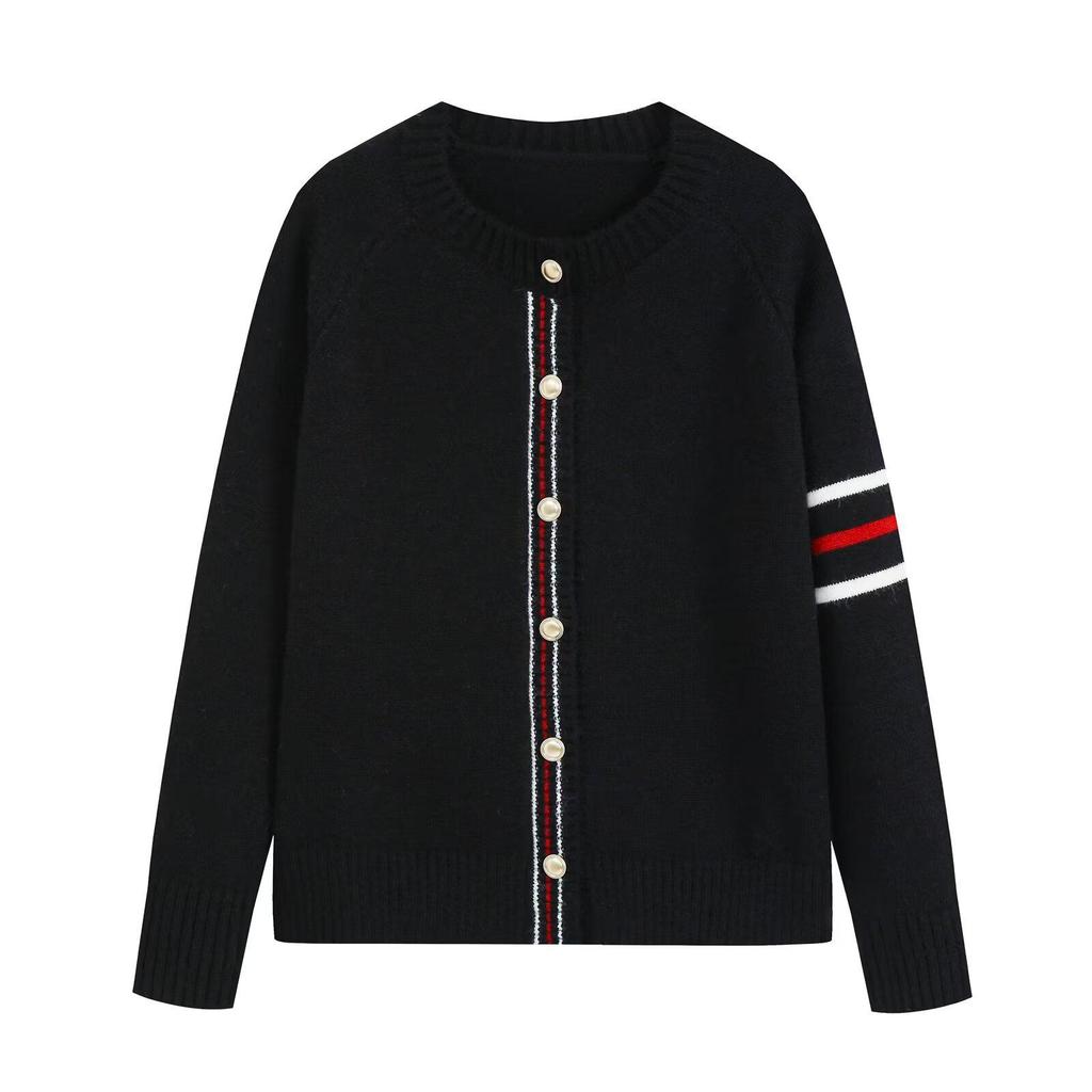 Europäischer und Amerikanischer Stil 2026 Mode Farbblock Strick Damen Cardigan