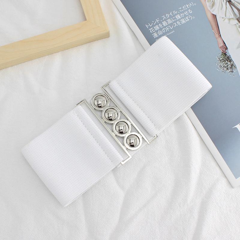 Fashion Women's Retro Width Belt Metal Elastic Waistband Stretch Buckle Girls Waistband Waist Seal for Women Dress Accessories