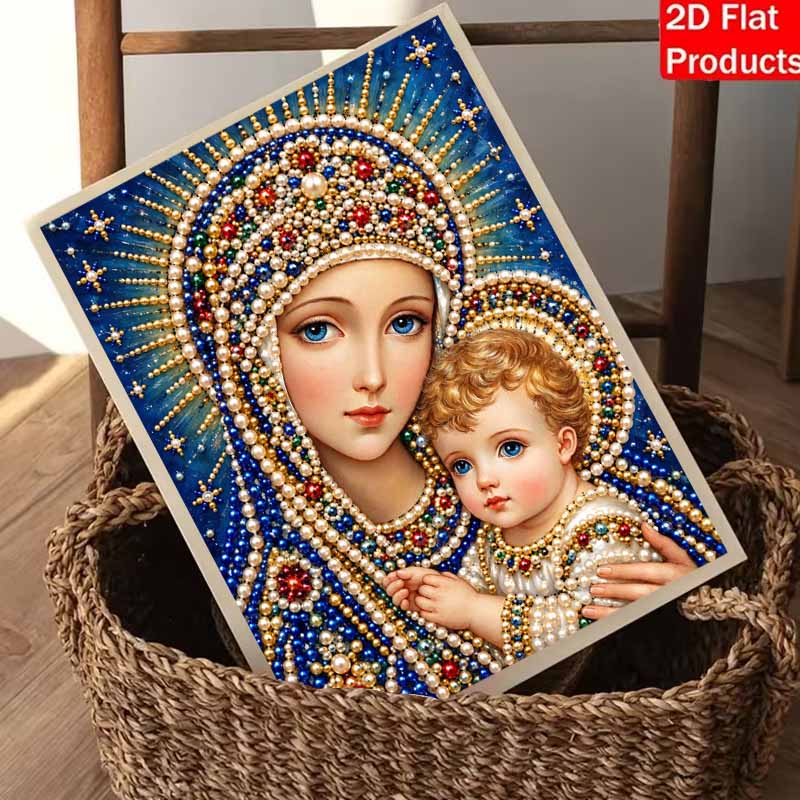 DIY 3D Pearl Diamond Painting Art Set Virgin Mary and Family Home Decor Art Set Wall Art