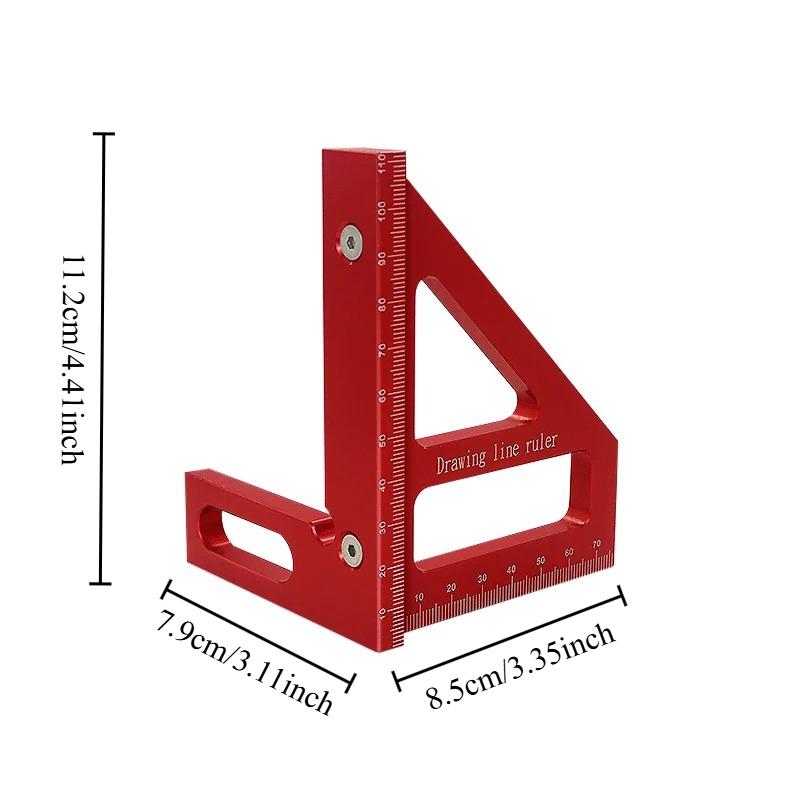 

Aluminum Alloy Woodworking Square Degree Angle Measuring Tool Precision Marking Ruler for Carpenter & DIY Projects красный