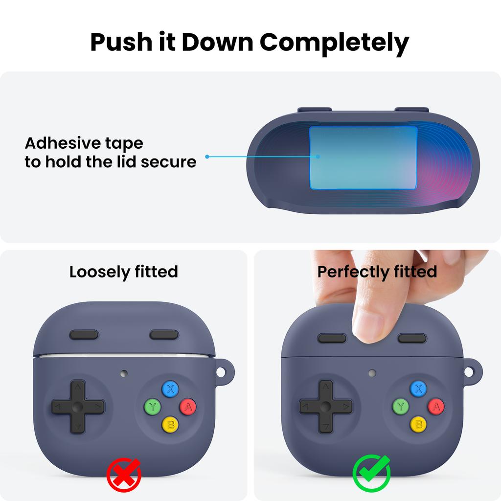 For AirPods 4 Silicone Case Game Console Design Split Protective Cover with Carabiner/Strap