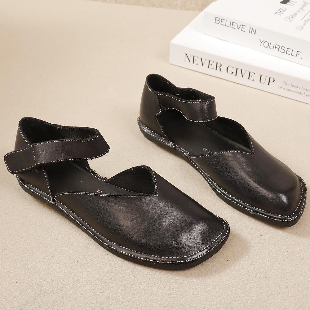 Fashion GKTINOO 2025 Spring/Summer New Retro Flat Sandals Comfortable Genuine Leather Square Toe Shallow Casual Women's Shoes