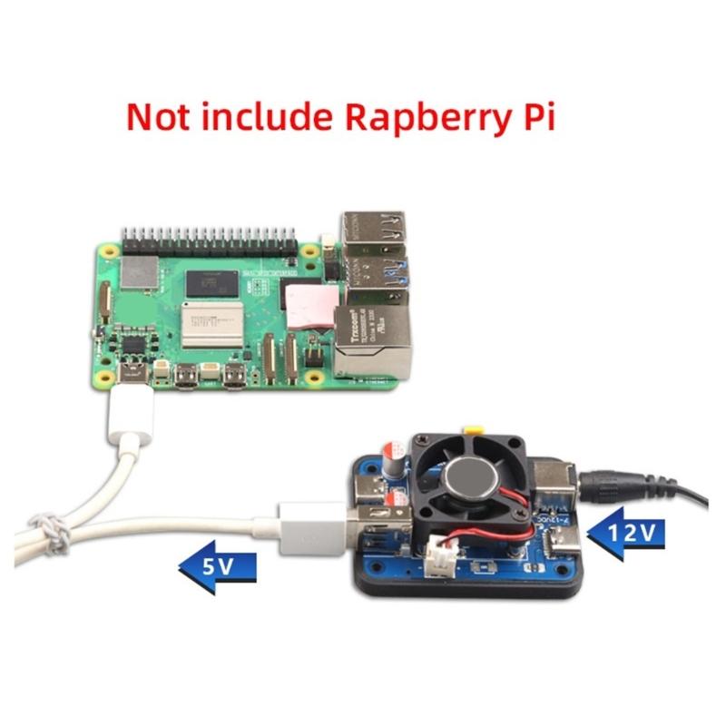 5V5A PD Power Module For RPi 5, PD Input, Wide Voltage Input, Multiple Interfaces with Cooling Fan