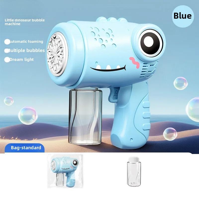 The Latest Leak Free Cartoon Dinosaur Hand Bubble Gun, Fully Automatic Multi Hole Light Bubble Machine, Children'S Gift Toys