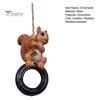 Waterproof Balcony Hanging Decor Squirrel On Tire Outdoor Ornament, Realistic Resin Figurine for Whimsical Tree Decoration Garden Patio Decoration,