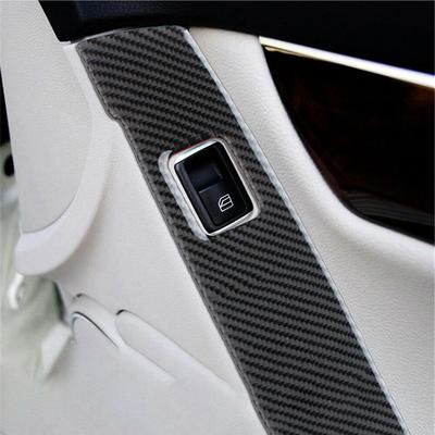 2Pcs Interior Door Panel Trim Carbon Fiber For C-Class W204 2007-2013