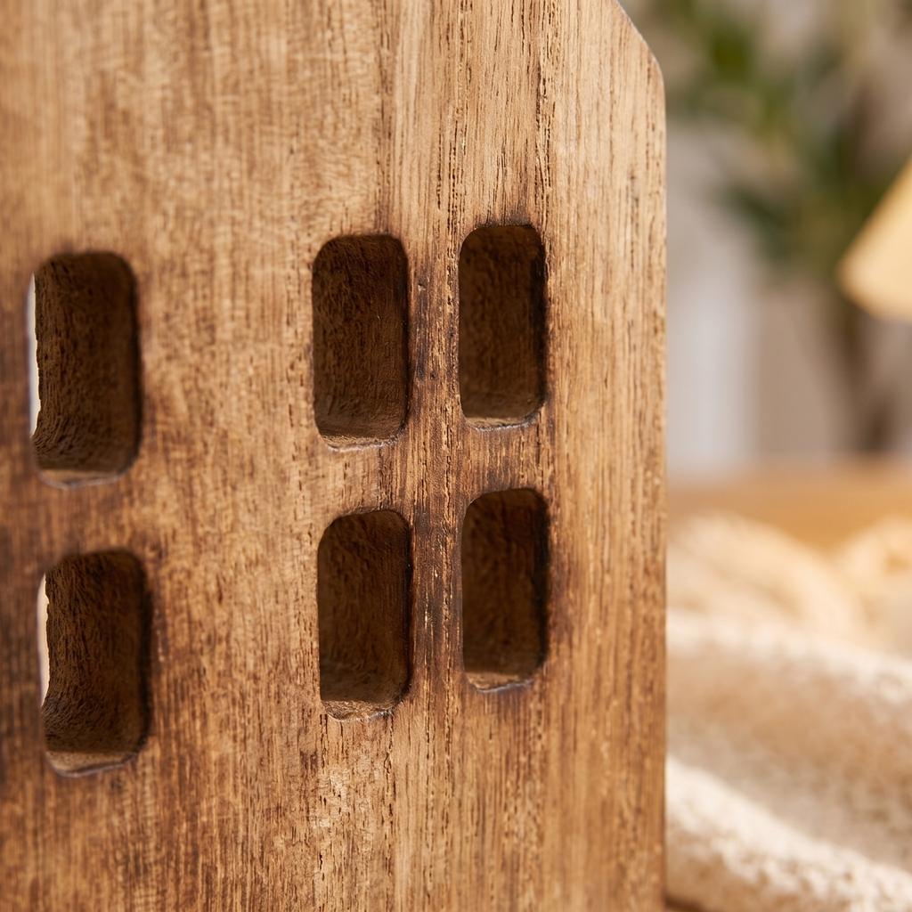 Wooden Cottage Style Home Decor Small Wooden House Desktop Ornament Rustic Living Room Decoration for Tabletop Display