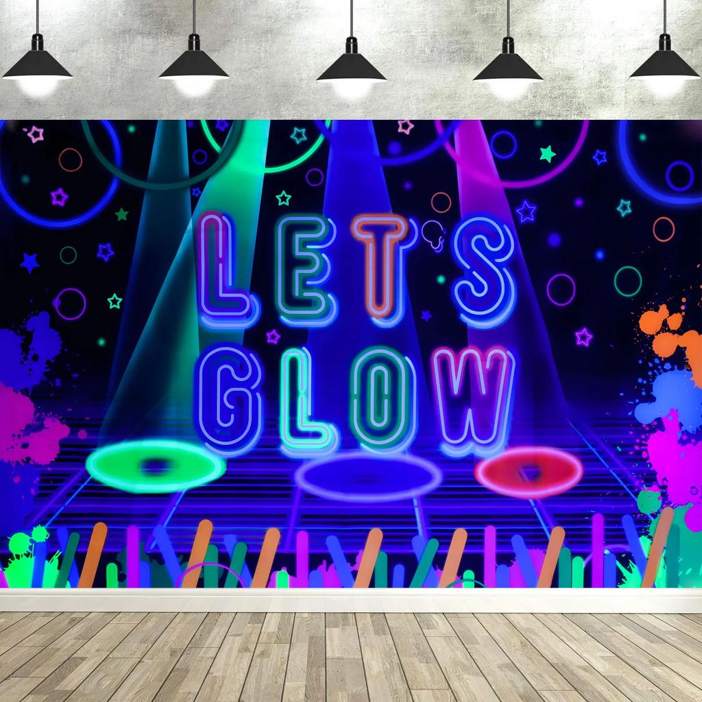 Colorful Neon Glow Party Backdrop  Vibrant Photography Background Birthday Decor Supplies for Studio  Photo Booth Props