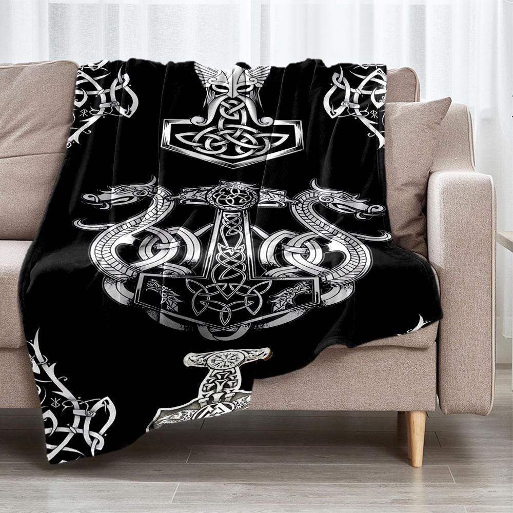 Viking Theme Printed Blanket - Perfect for Couch, Bed, Travel & Outdoor Use | Machine Washable, Cozy & Durable.
