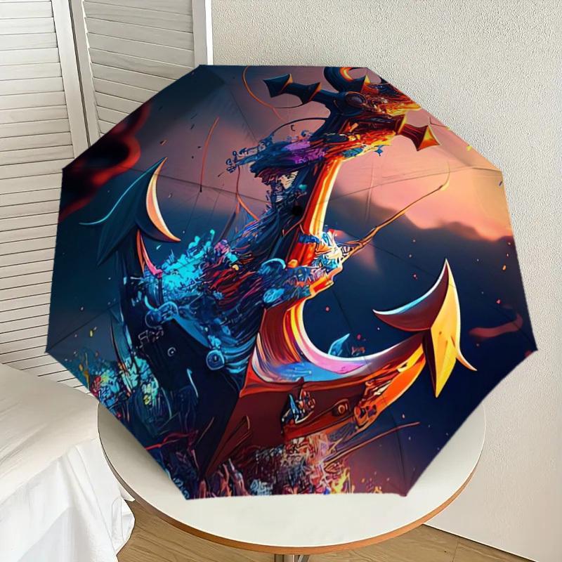 1pc Colorful Abstract Anchor Illustration Umbrella with Plastic Handle,Suitable for All Seasons Home Travel Outdoor UmbrellaDD056