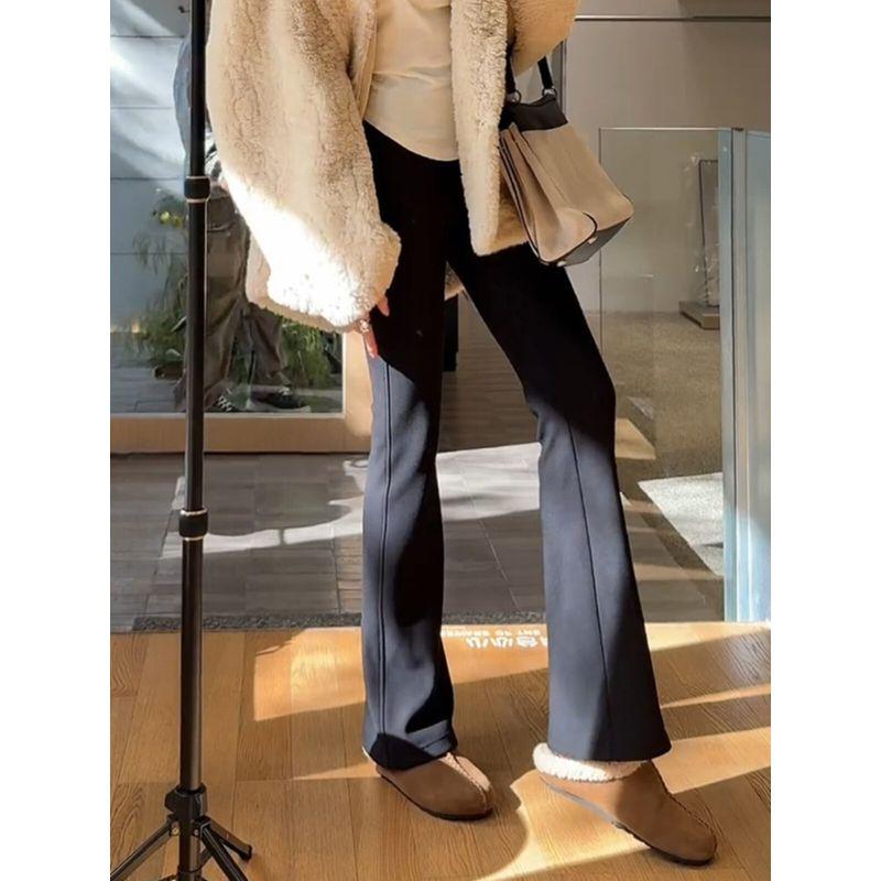 Black Slim-Fit Flared Casual Pants for Women, Spring/Summer 2026 New High-Waisted Stretchy Slim-Fit Bootcut Pants