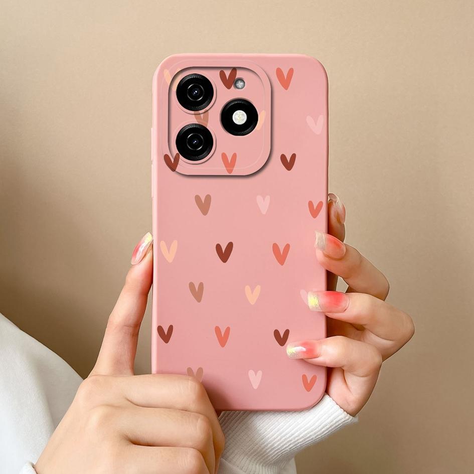 

Чехол для Itel A18s A70 Tecno Spark 20 20C Pop 8 Pova 6 Pro Чехлы-бамперы Pretty Love Heart Pattern Матовые жидкие силиконовые противоударные чехлы для телефонов Корпус Tecno Spark 20