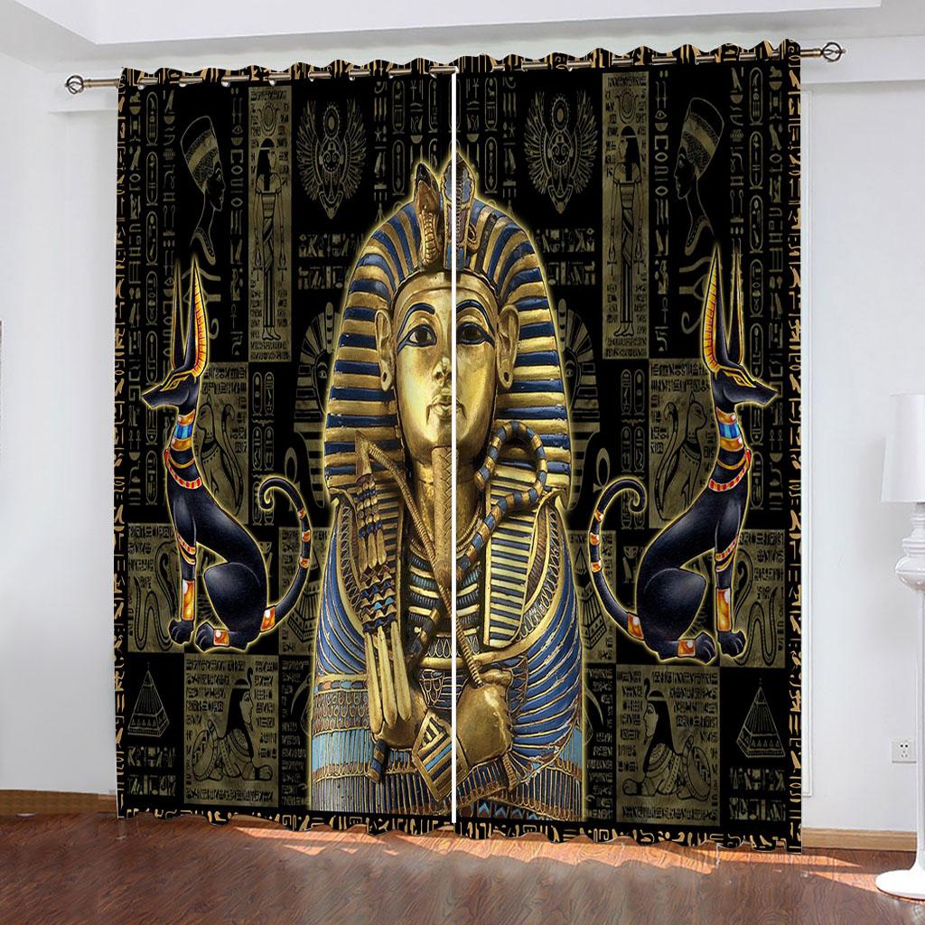 

Шторы для гостиной 3D Древний Египет Креативные узоры Стильные шторы Оформление окна для спальни Офиса Кабинета Домашний декор W70xH160cmx2&Grommet Top