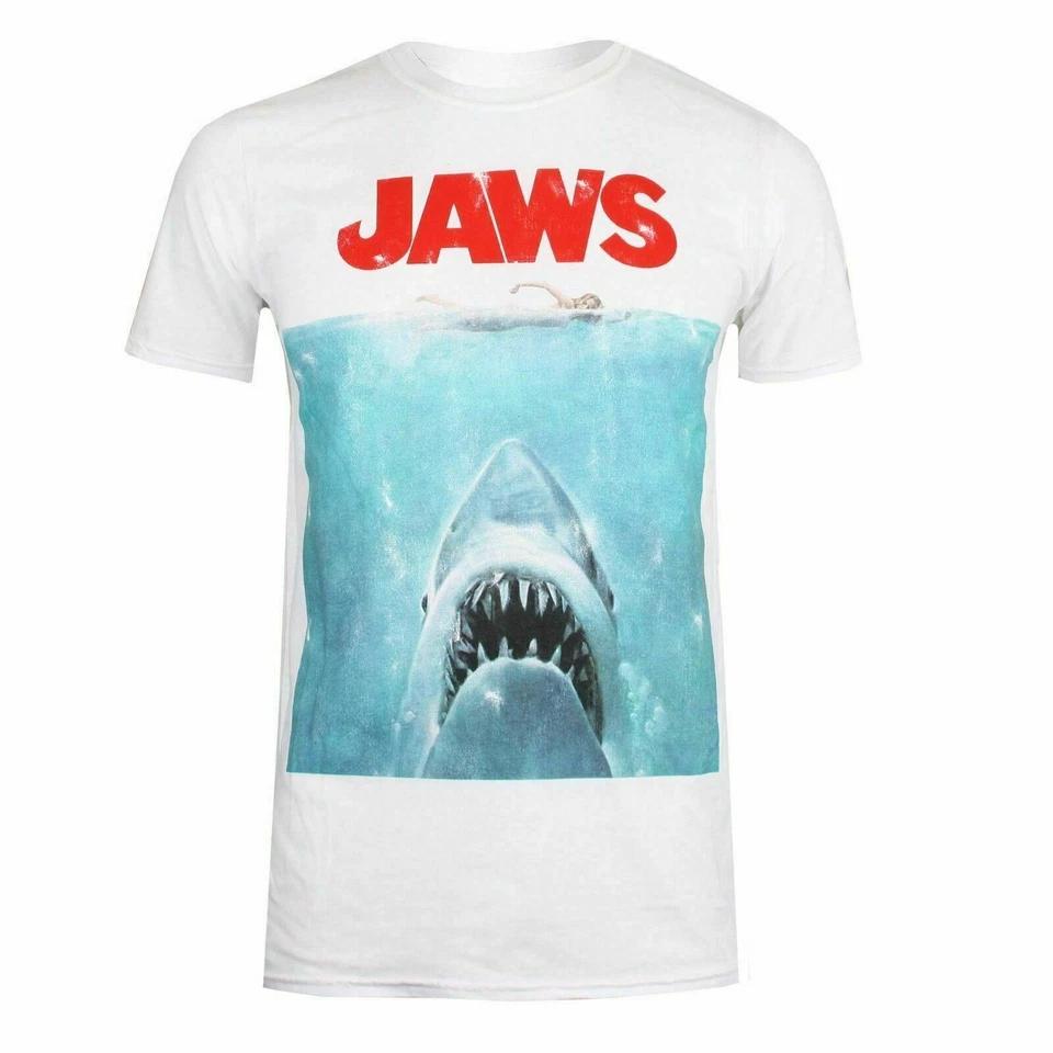 Official Jaws Mens Classic Movie Poster T-Shirt White S-XXL S