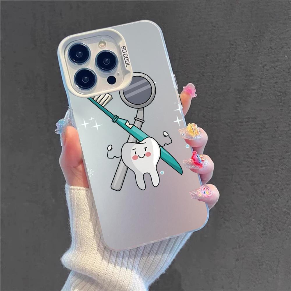 Dentist Tooth Phone Case For IPhone 16 15 14 13 12 11 Pro Max X XR XSMAX 8 7 Plus Matte Shockproof Back Cover